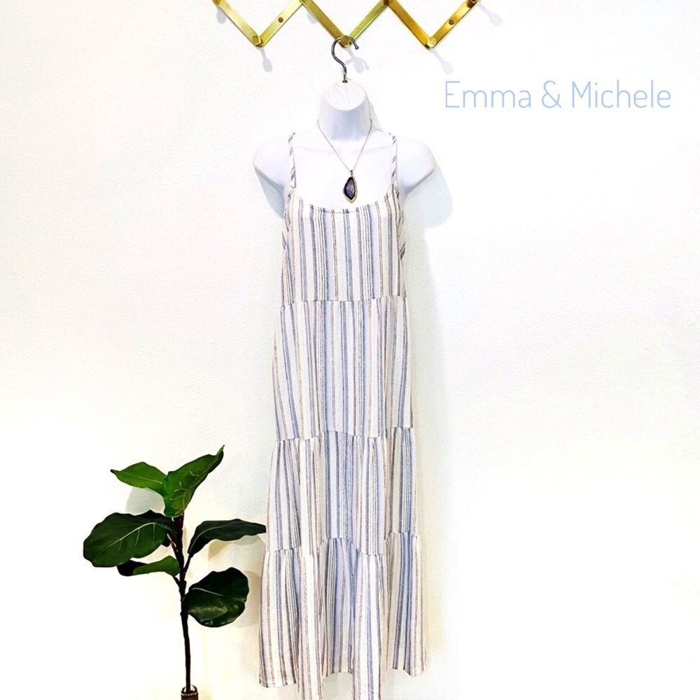Emma & Michele Linen Blend Tiered Maxi Dress